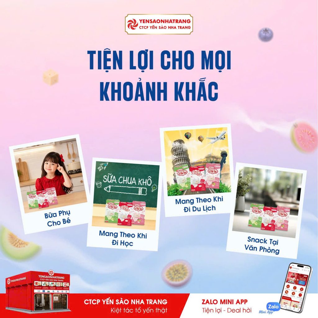 Bánh ăn vặt Sữa chua sấy khô tổ yến rất tiện lợi